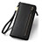 Universal Silkworm Leather Wristlet Wallet Handbag Case T01 Black