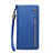 Universal Silkworm Leather Wristlet Wallet Handbag Case T01 Blue