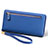 Universal Silkworm Leather Wristlet Wallet Handbag Case T01 Blue