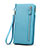 Universal Silkworm Leather Wristlet Wallet Handbag Case T01 Sky Blue