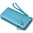 Universal Silkworm Leather Wristlet Wallet Handbag Case T01 Sky Blue