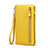 Universal Silkworm Leather Wristlet Wallet Handbag Case T01 Yellow