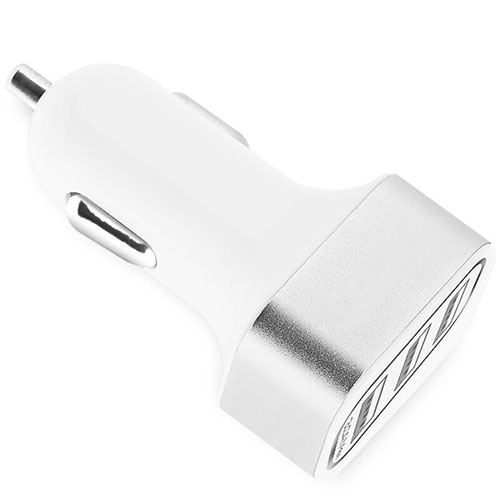 3.0A Car Charger Adapter 3 USB Port Cigarette Lighter USB Charger Universal Fast Charging U07 Silver