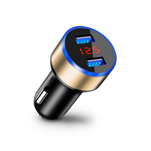 3.1A Car Charger Adapter Dual USB Twin Port Cigarette Lighter USB Charger Universal Fast Charging K03 Gold