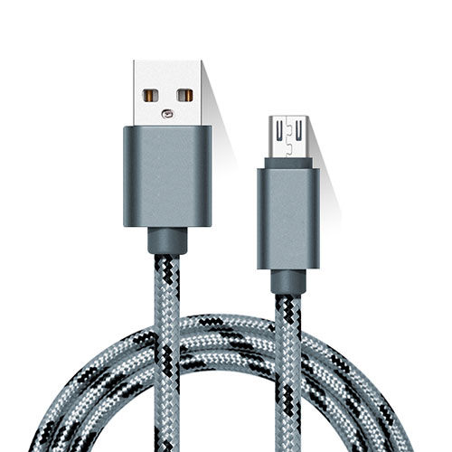 Charger Micro USB Data Cable Charging Cord Android Universal M01 Gray