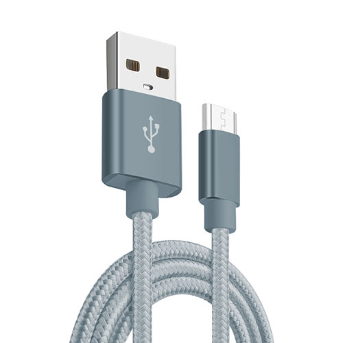 Charger Micro USB Data Cable Charging Cord Android Universal M03 Gray
