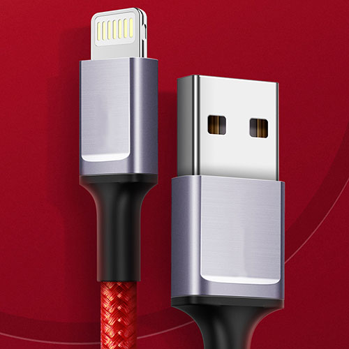 Charger USB Data Cable Charging Cord C03 for Apple iPhone 12 Red