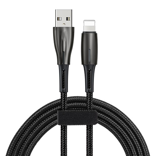 Charger USB Data Cable Charging Cord D02 for Apple iPhone 12 Pro Black