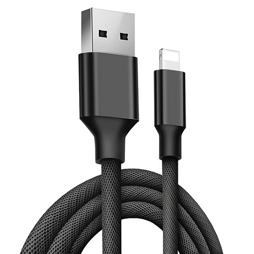 Charger USB Data Cable Charging Cord D06 for Apple iPhone 12 Pro Black