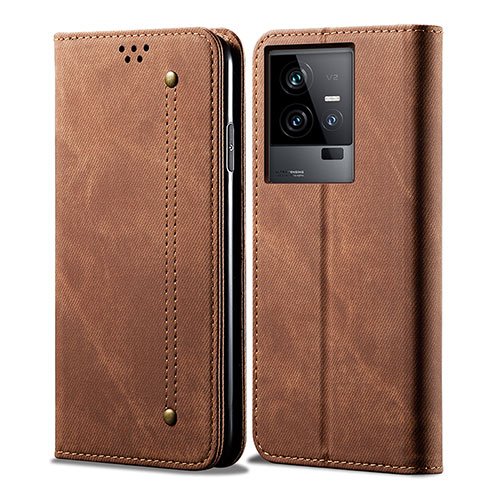 Cloth Case Stands Flip Cover B01S for Vivo iQOO 11 5G Brown