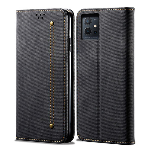 Cloth Case Stands Flip Cover B01S for Vivo T1 5G India Black