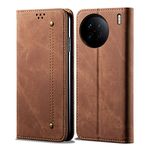 Cloth Case Stands Flip Cover B01S for Vivo X90 Pro 5G Brown