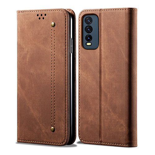 Cloth Case Stands Flip Cover B01S for Vivo Y11s Brown