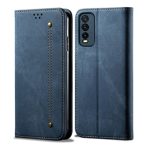 Cloth Case Stands Flip Cover B01S for Vivo Y12s Blue