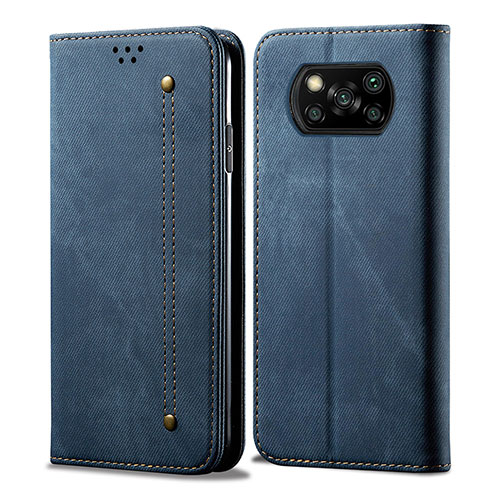 Cloth Case Stands Flip Cover B01S for Xiaomi Poco X3 Pro Blue