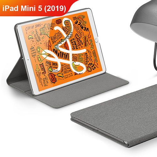 Cloth Case Stands Flip Cover for Apple iPad Mini 5 (2019) Gray