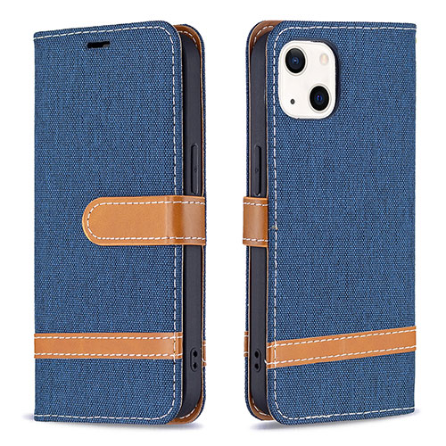 Cloth Case Stands Flip Cover for Apple iPhone 13 Navy Blue