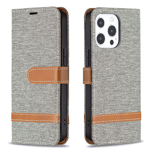Cloth Case Stands Flip Cover for Apple iPhone 13 Pro Gray