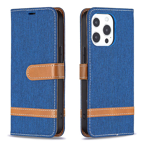 Cloth Case Stands Flip Cover for Apple iPhone 14 Pro Blue