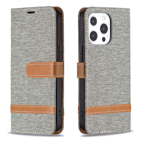 Cloth Case Stands Flip Cover for Apple iPhone 14 Pro Max Gray