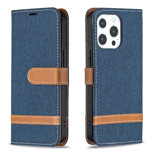 Cloth Case Stands Flip Cover for Apple iPhone 14 Pro Navy Blue