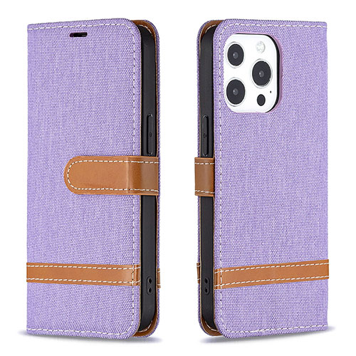 Cloth Case Stands Flip Cover for Apple iPhone 14 Pro Purple