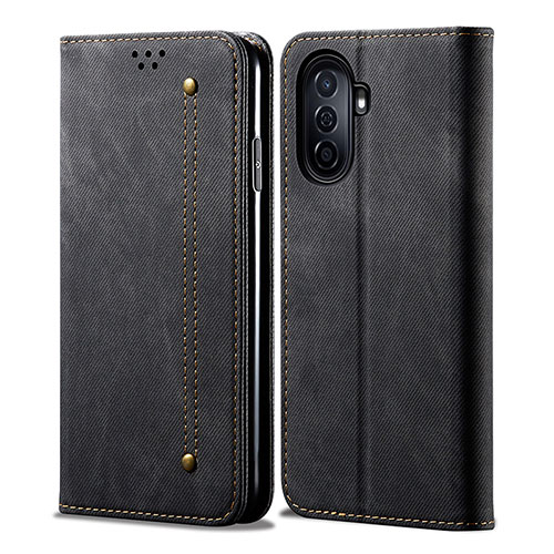 Cloth Case Stands Flip Cover for Huawei Nova Y71 Black