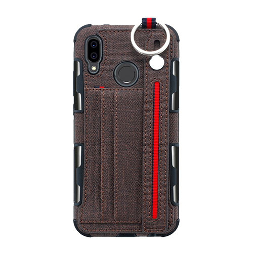 Cloth Case Stands Flip Cover for Huawei P20 Lite Brown