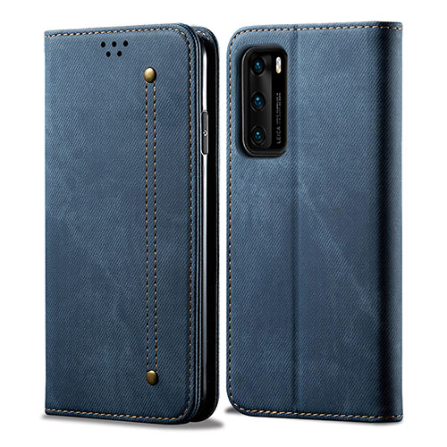Cloth Case Stands Flip Cover for Huawei P40 Blue