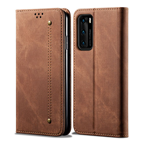 Cloth Case Stands Flip Cover for Huawei P40 Brown