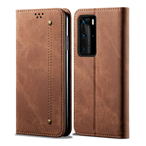 Cloth Case Stands Flip Cover for Huawei P40 Pro Brown