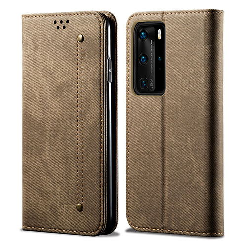 Cloth Case Stands Flip Cover for Huawei P40 Pro Khaki