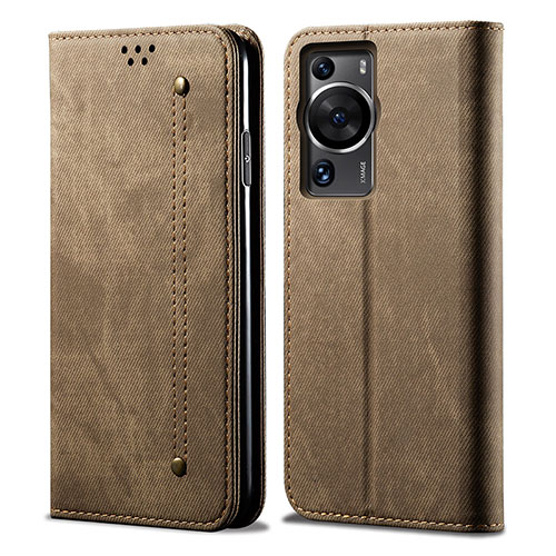 Cloth Case Stands Flip Cover for Huawei P60 Pro Khaki