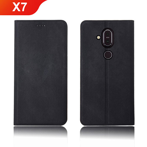 Cloth Case Stands Flip Cover for Nokia X7 Black