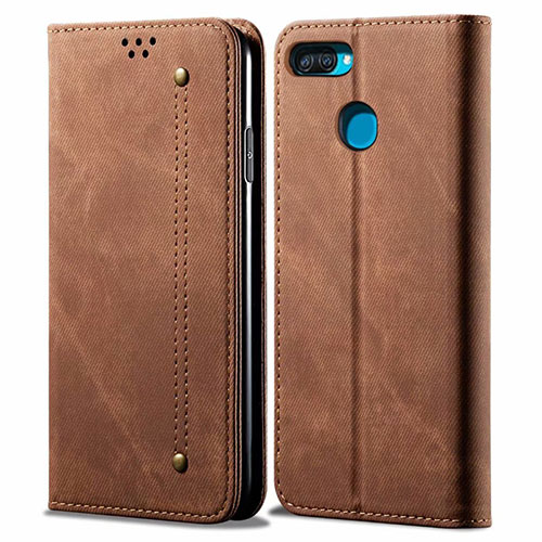 Cloth Case Stands Flip Cover for Oppo A12 Brown