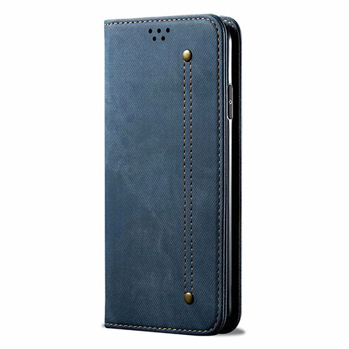 Cloth Case Stands Flip Cover for Oppo A12e Blue
