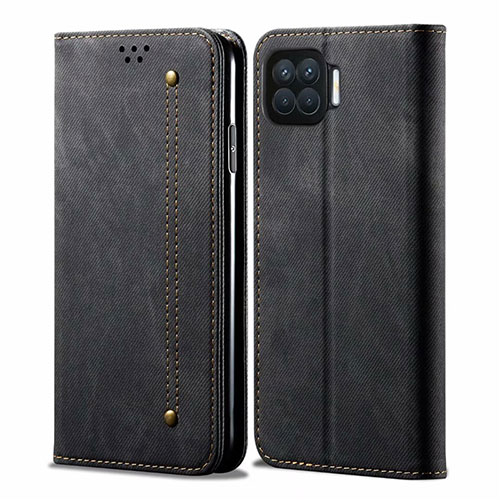 Cloth Case Stands Flip Cover for Oppo A73 (2020) Black