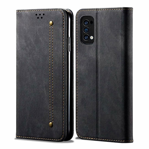 Cloth Case Stands Flip Cover for Oppo Reno4 4G Black