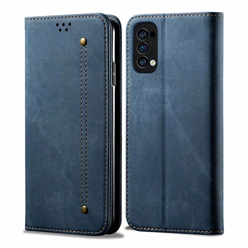 Cloth Case Stands Flip Cover for Oppo Reno4 4G Blue