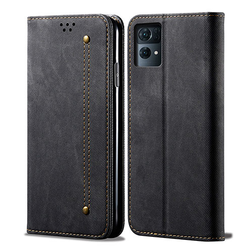 Cloth Case Stands Flip Cover for Oppo Reno7 Pro 5G Black