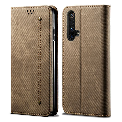 Cloth Case Stands Flip Cover for Realme X50 5G Brown