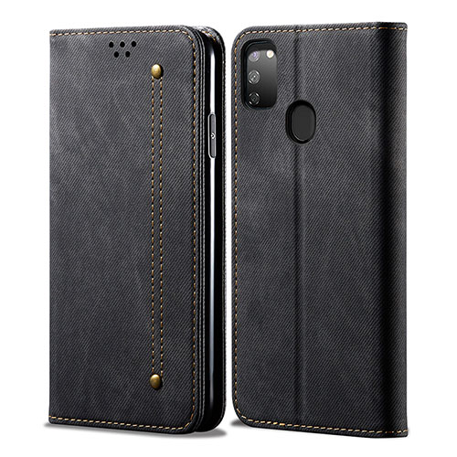 Cloth Case Stands Flip Cover for Samsung Galaxy M21 Black