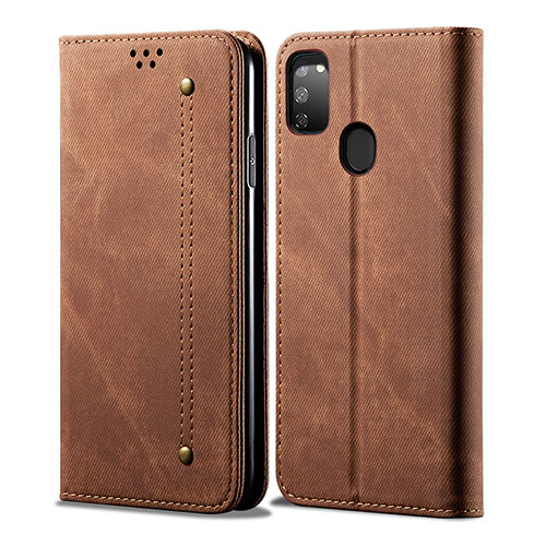 Cloth Case Stands Flip Cover for Samsung Galaxy M30s Brown