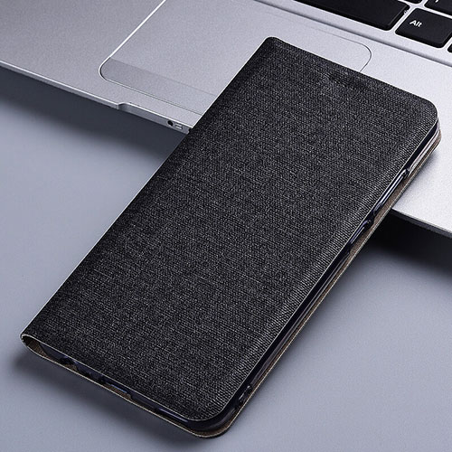 Cloth Case Stands Flip Cover for Samsung Galaxy M60s Black