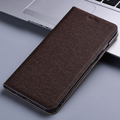 Cloth Case Stands Flip Cover for Samsung Galaxy M60s Brown