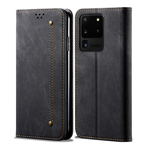 Cloth Case Stands Flip Cover for Samsung Galaxy S20 Ultra 5G Black