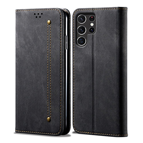 Cloth Case Stands Flip Cover for Samsung Galaxy S21 Ultra 5G Black