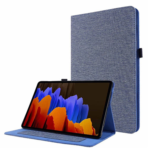 Cloth Case Stands Flip Cover for Samsung Galaxy Tab S7 11 Wi-Fi SM-T870 Blue
