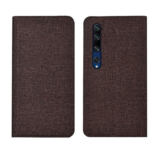 Cloth Case Stands Flip Cover for Xiaomi Mi 10 Brown