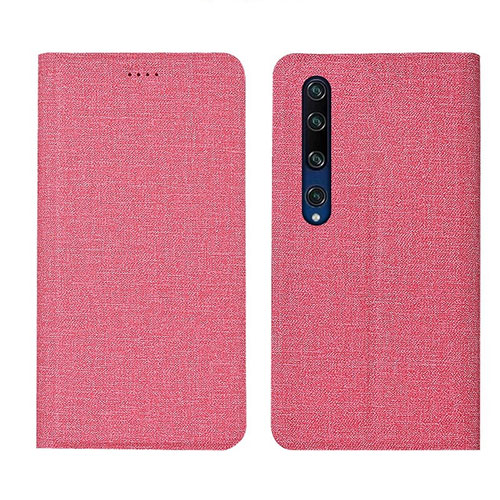 Cloth Case Stands Flip Cover for Xiaomi Mi 10 Pink
